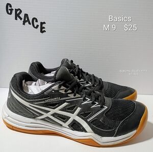 Asics Black & Gum Upcourt 4 Men's Athletic Court Shoes